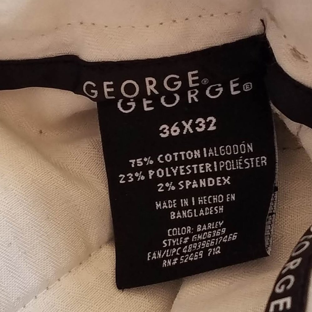 George Men's Pleated Tan Pants Khakis 36 x 32 - Picture 5 of 6